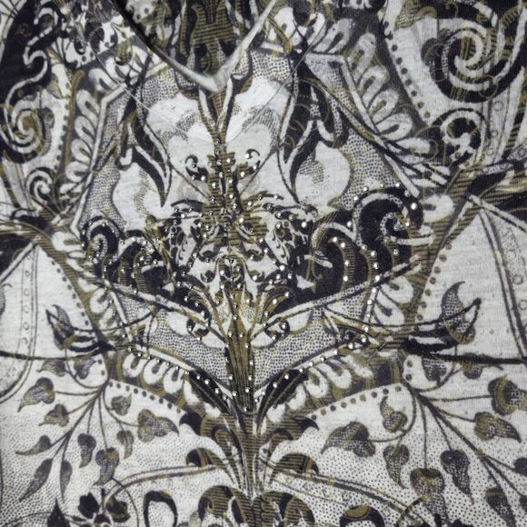 Vintage Carole Little Y2K Top Size 1X Affliction Style USA Gothic Cross Stone - Picture 2 of 6